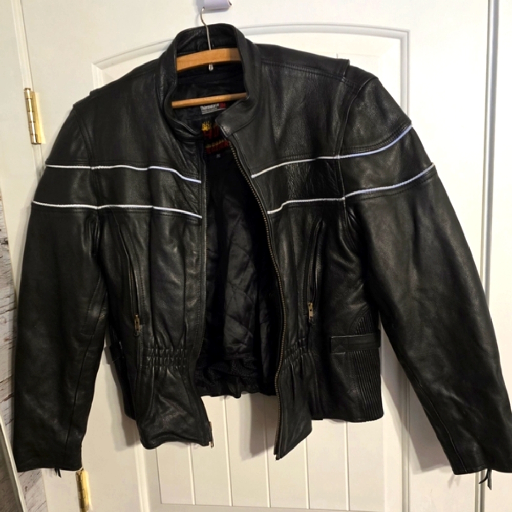 Black Leather Women's Motorcycle Jacket